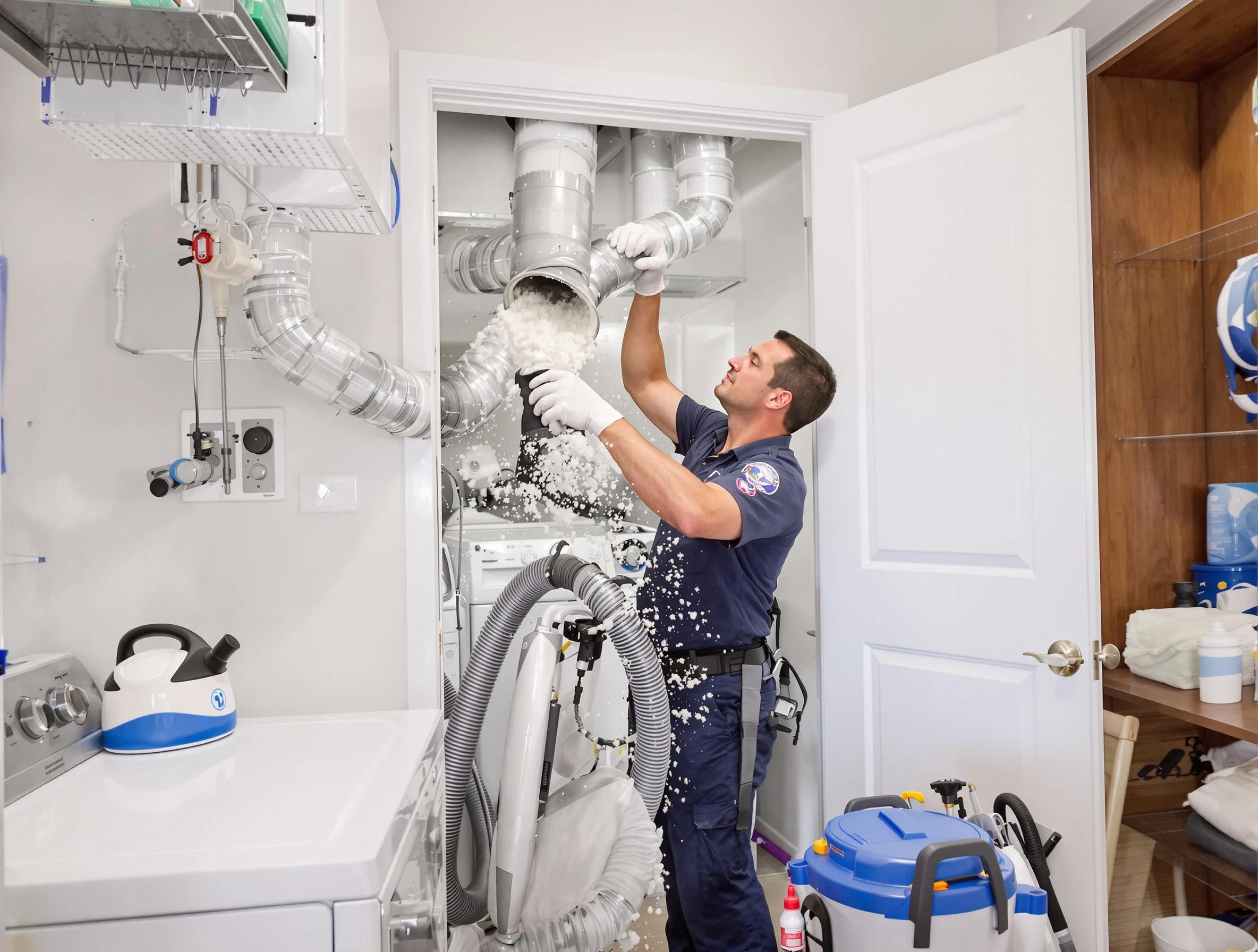 Arvada Dryer Vent Cleaning technician delivering thorough residential dryer vent cleaning service in Arvada
